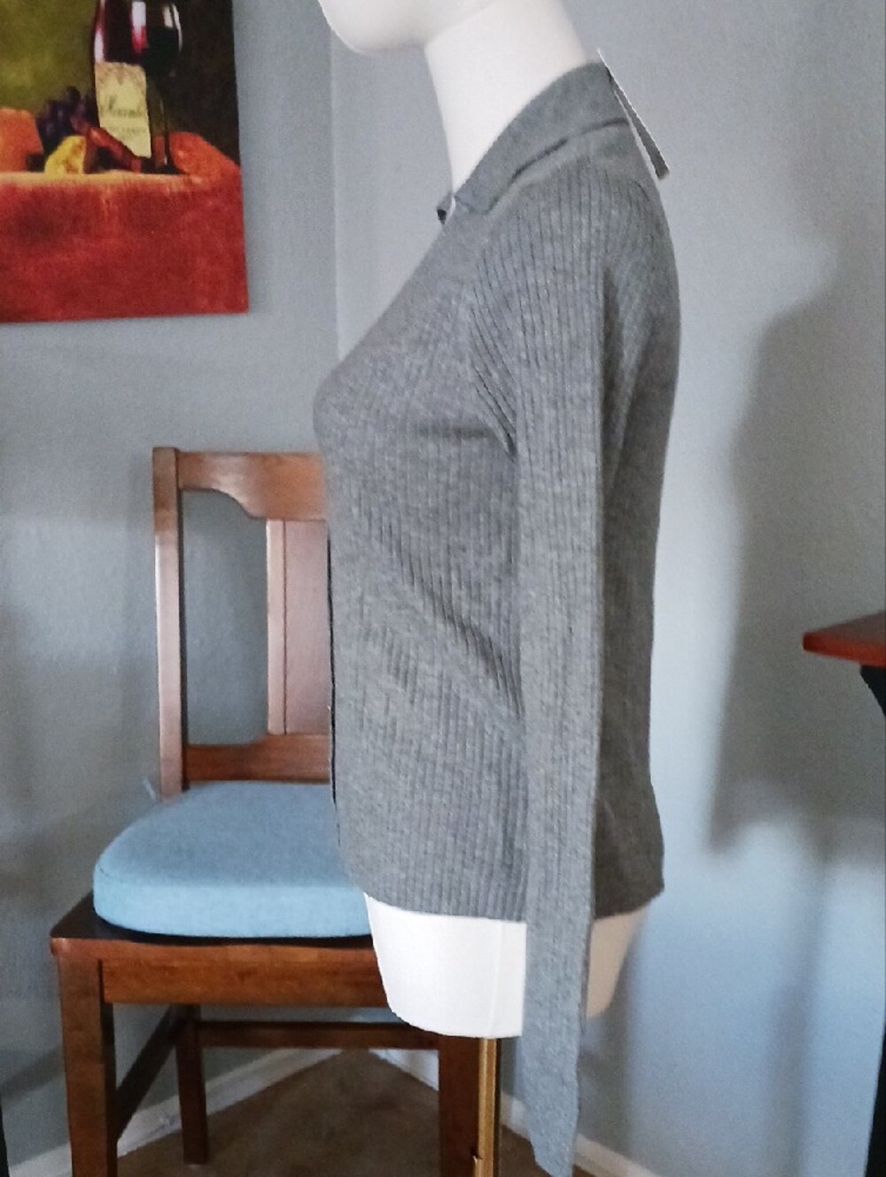 a new day Gray Ribbed Button-Front Collared Top - Picture 6 of 11